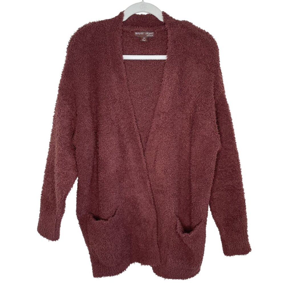 Barefoot Dreams CozyChic Burgundy Open Front Cardigan, S/M